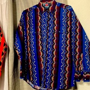 Vintage single stitch cut pearl snap Button down long sleeve shirt